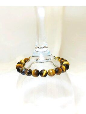 Elastic Bracelet (br15) Natural Brown Tiger Eye 8mm Beads 6"-6.5"